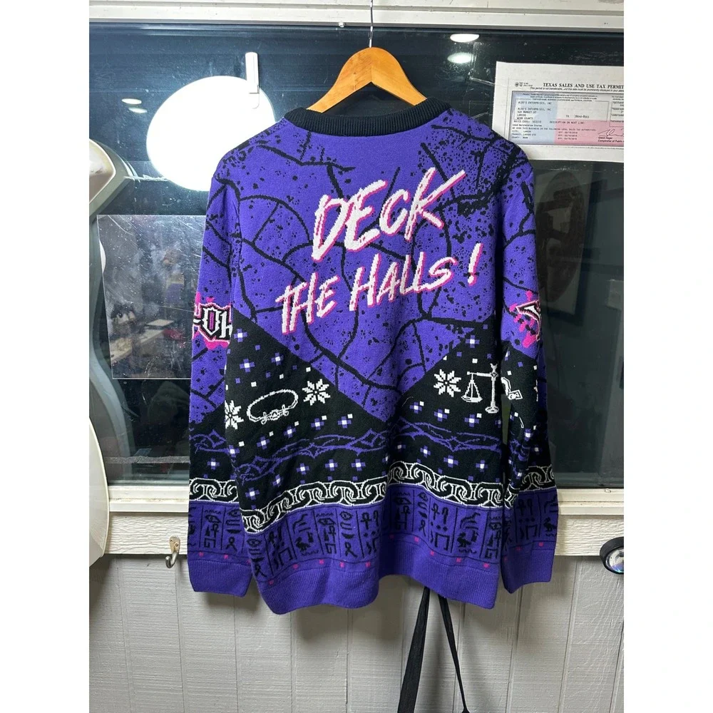 Yu-Gi-Oh! Merchoid It's Time to Yule Ugly Christmas Sweater Purple XL Mens